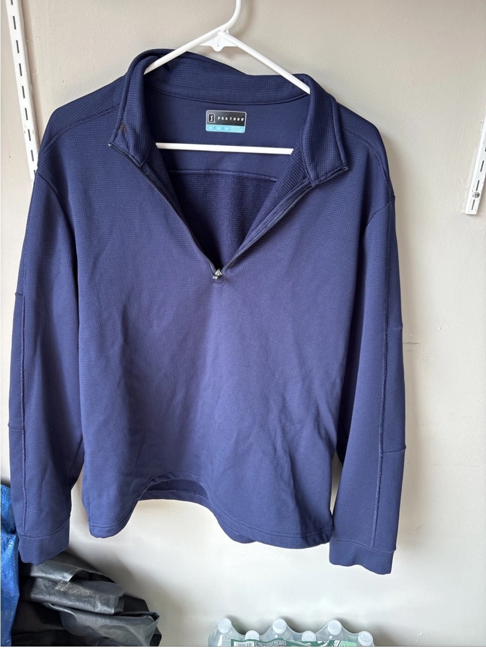 PGA Tour Navy Quarter-Zip Pullovers-Worn Once-Sz Medium/Waffle Fleece